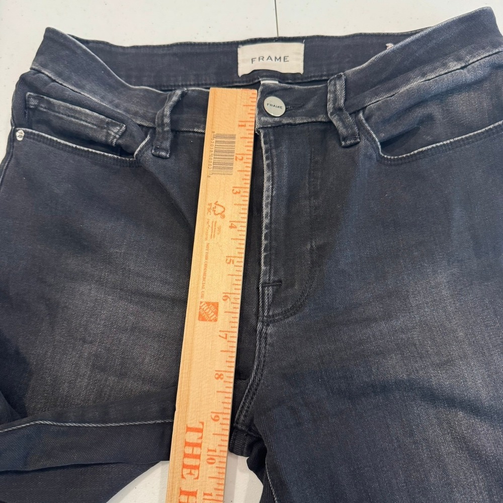 FRAME Le Crop Mini Boot Jeans Womens 27 Dark Wash Denim Cropped Flare Pants - Picture 7 of 11